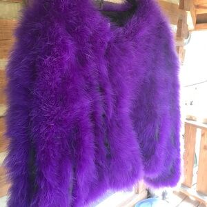 Fluffy feather boa jacket XL